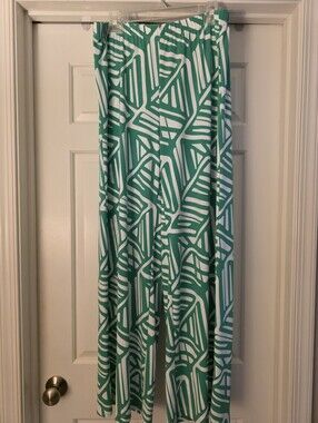LIKE NEW Chico's Green & White Palazzo Pants - Size 2 (US 12/14)